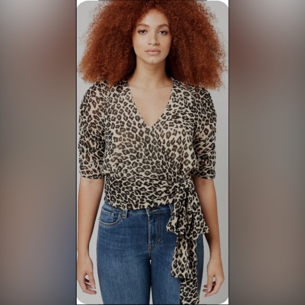 Buffalo David Bitton Natala Elbow Ruched Sleeve Wrap Blouse